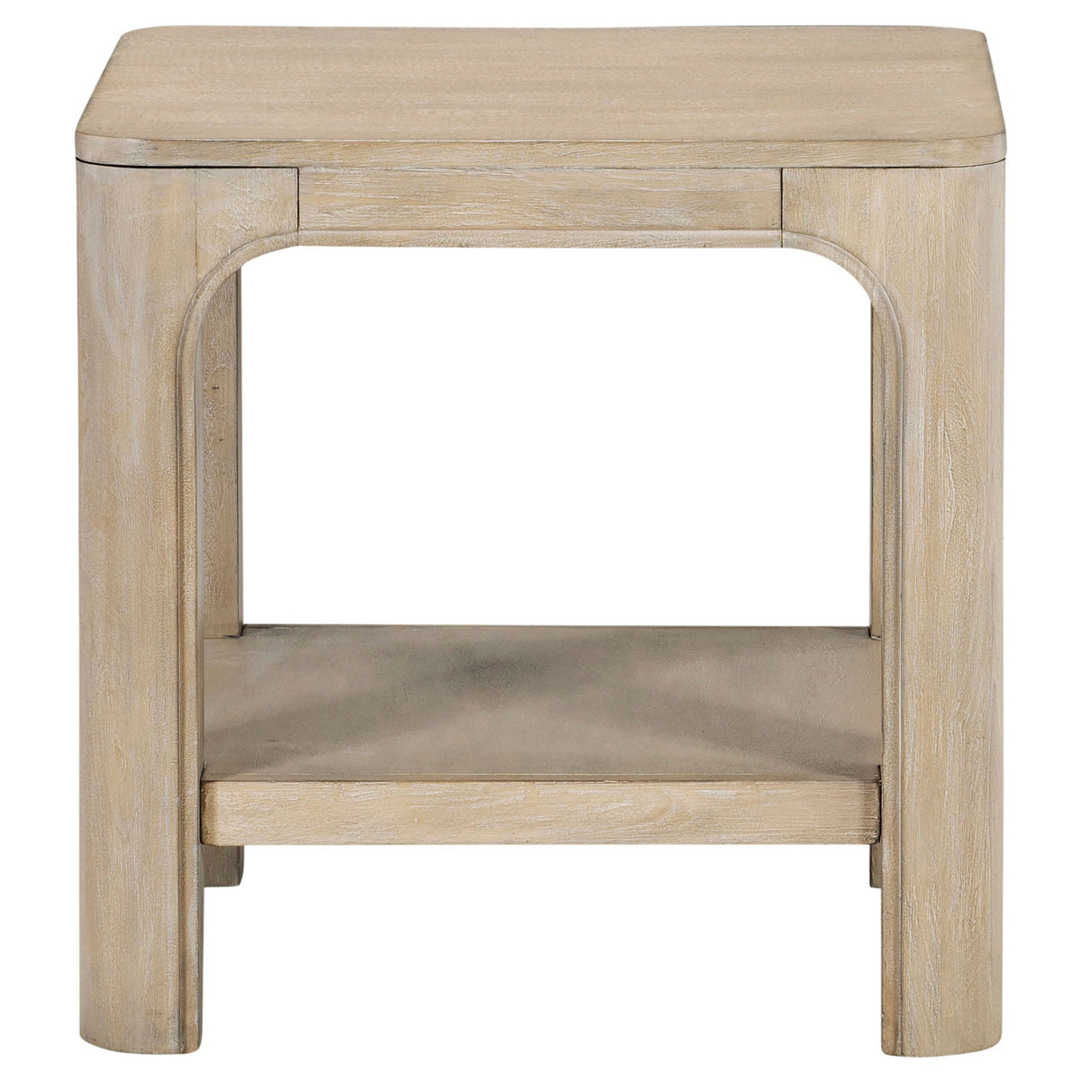 Solano Square Wood Side End Table with Shelf Weathered Mango by Unique Piece Furniture