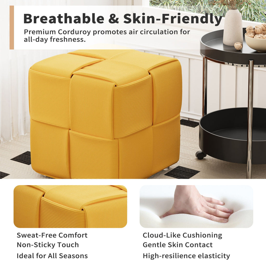Modern Ottoman Foot Rest With Woven Design by Unique Piece Furniture