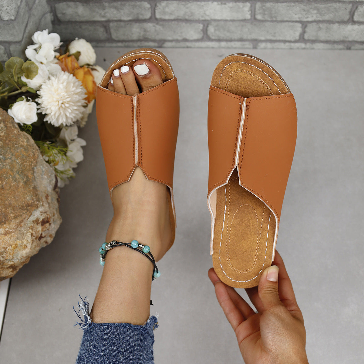 PU Leather Open Toe Sandals by Wild and Free Boutique