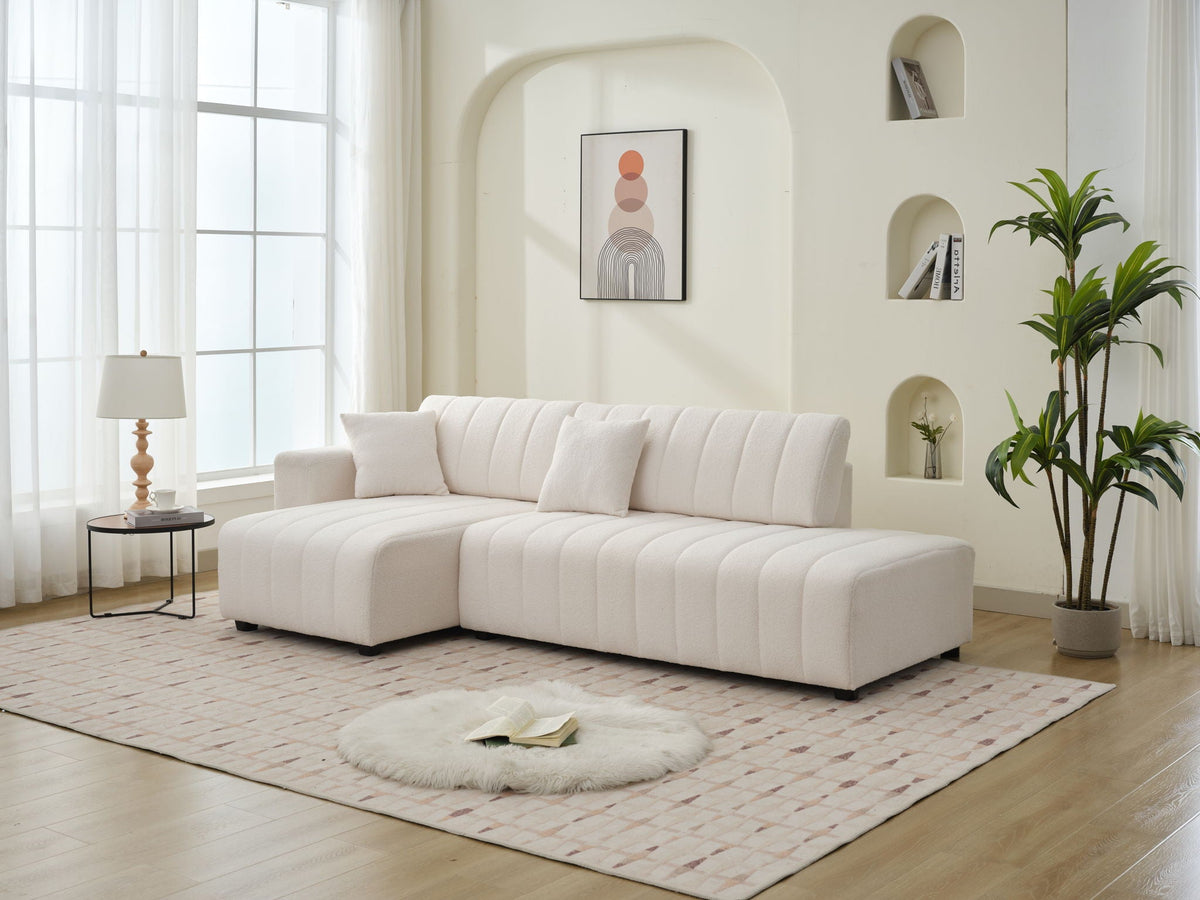 Jessica - Lamb Wool Sectional Sofa With Chaise, Versatile Configuration by Unique Piece Furniture