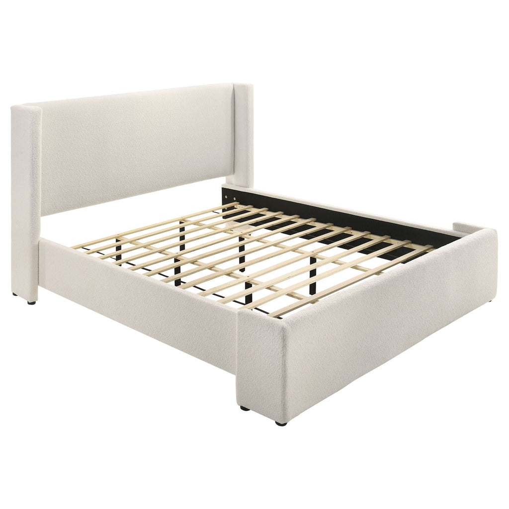 Alamosa Boucle Upholstered Eastern King Platform Bed White by Unique Piece Furniture