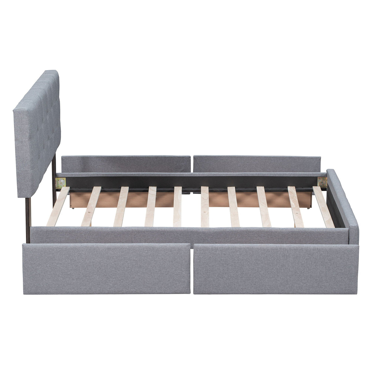 Upholstered Platform Bed With Classic Headboard And Drawers, No Box Spring Needed by Unique Piece Furniture