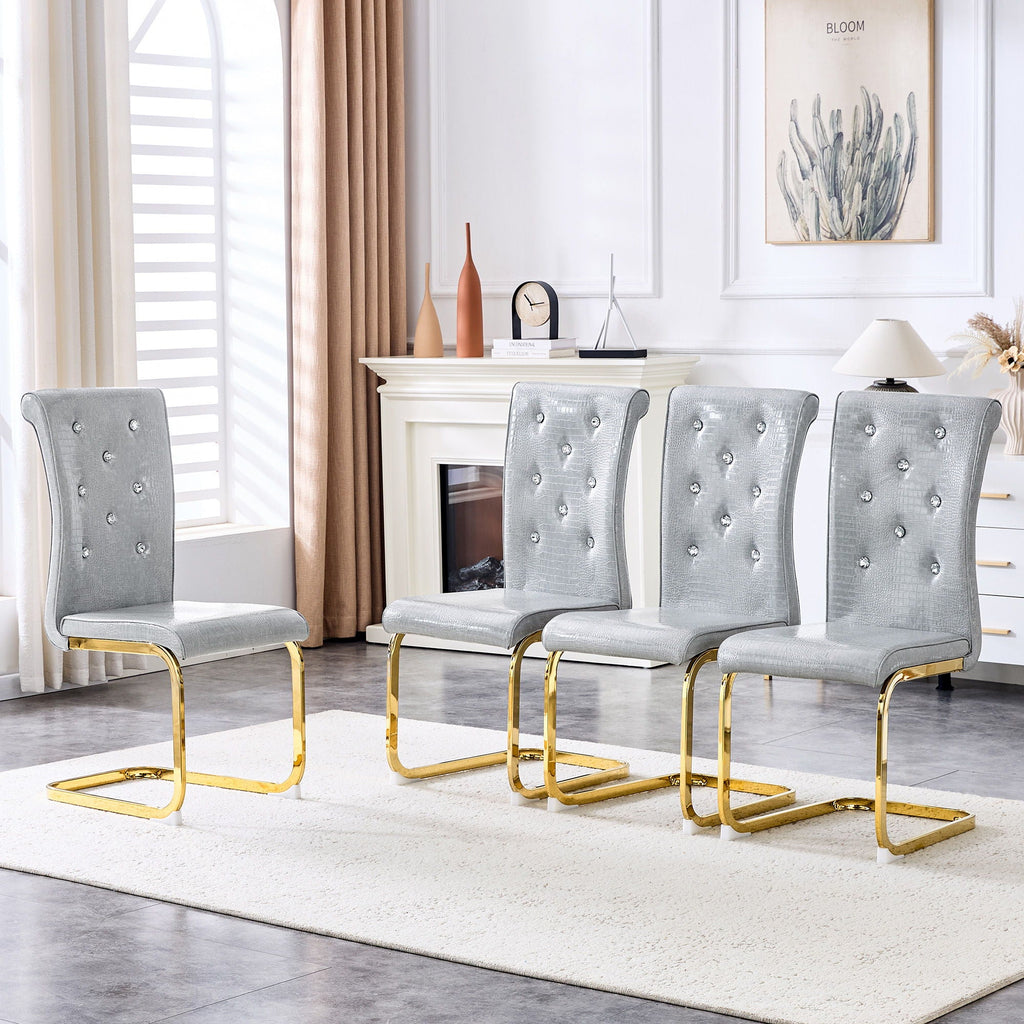 Elegant Design Alligator Skin Upholstered Dining Chairs by Unique Piece Furniture