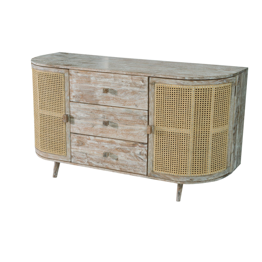 TV Console With Cane Doors - Multicolor by Unique Piece Furniture