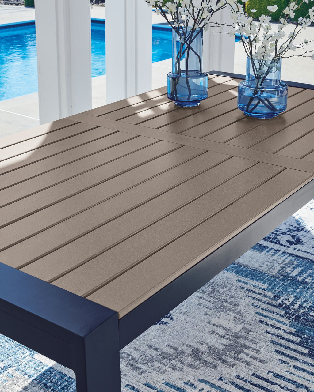 East Beach - Rectangular Dining Table With Umbrella Option - Blue by Unique Piece Furniture