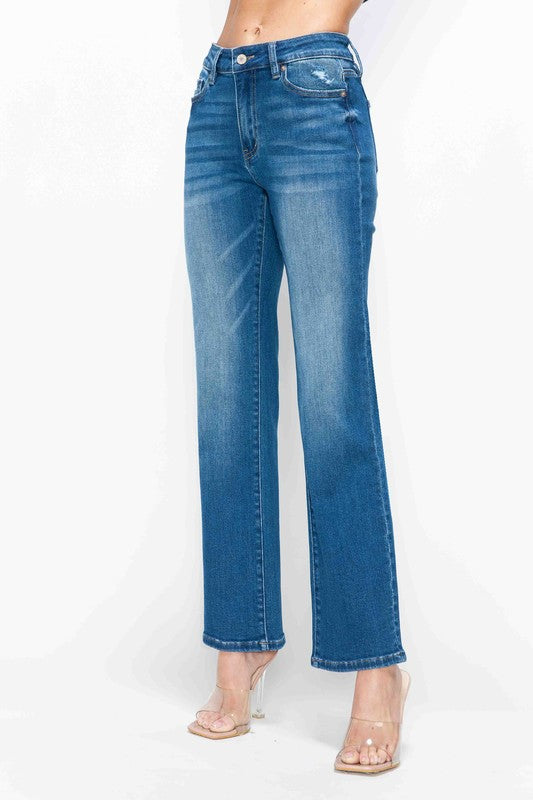 bytos Full Size Cat's Whiskers High Rise Straight Jeans by Wild and Free Boutique