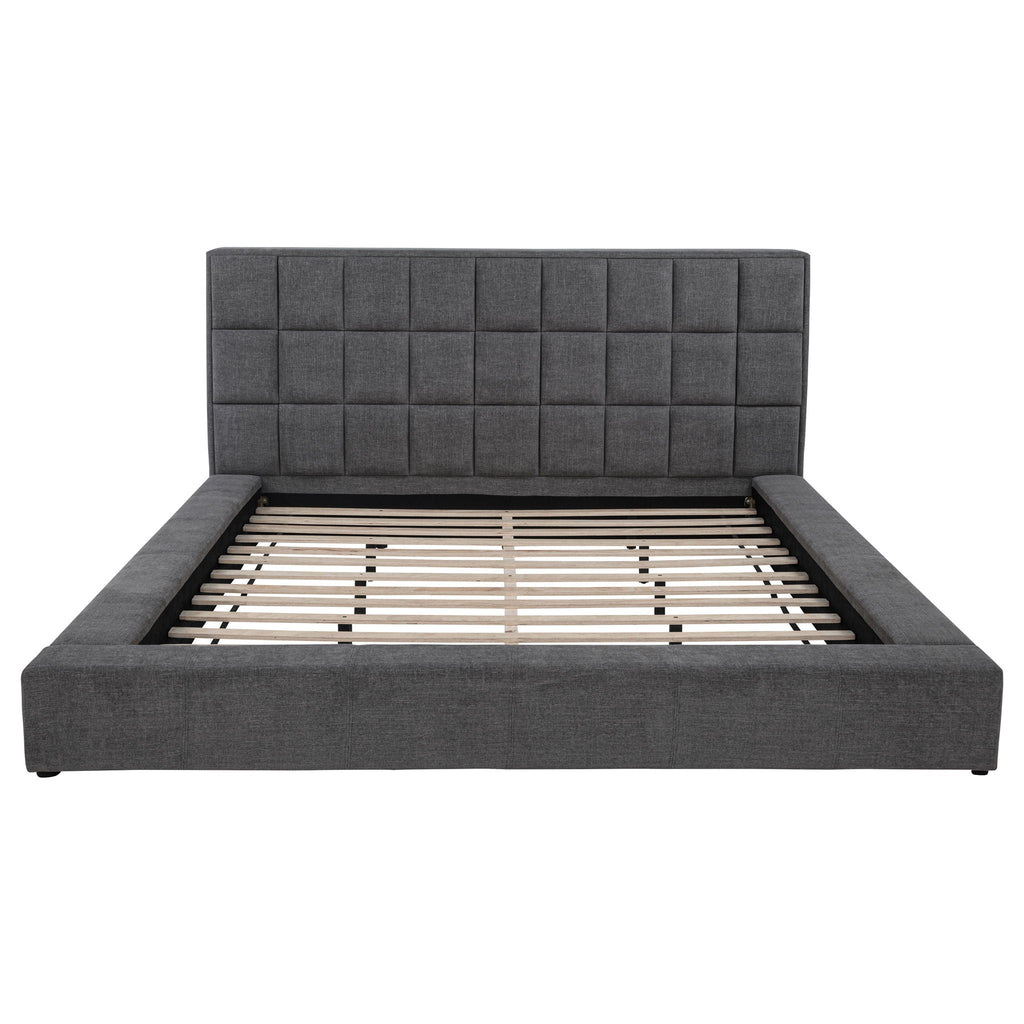 Dreux Upholstered Eastern King Panel Platform Bed Grey by Unique Piece Furniture