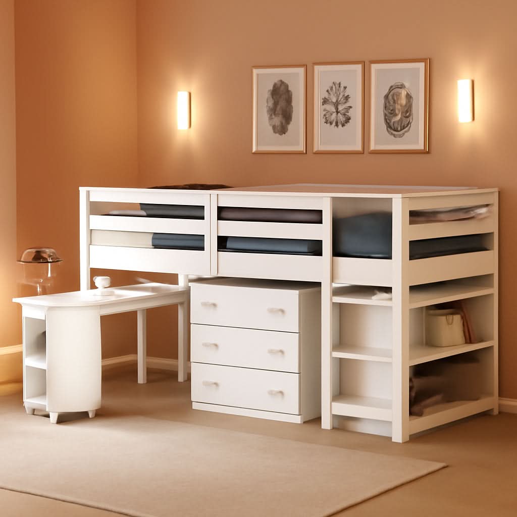 Twin Loft Bed With Rolling Desk And Storage For Small Rooms by ShipItFurniture