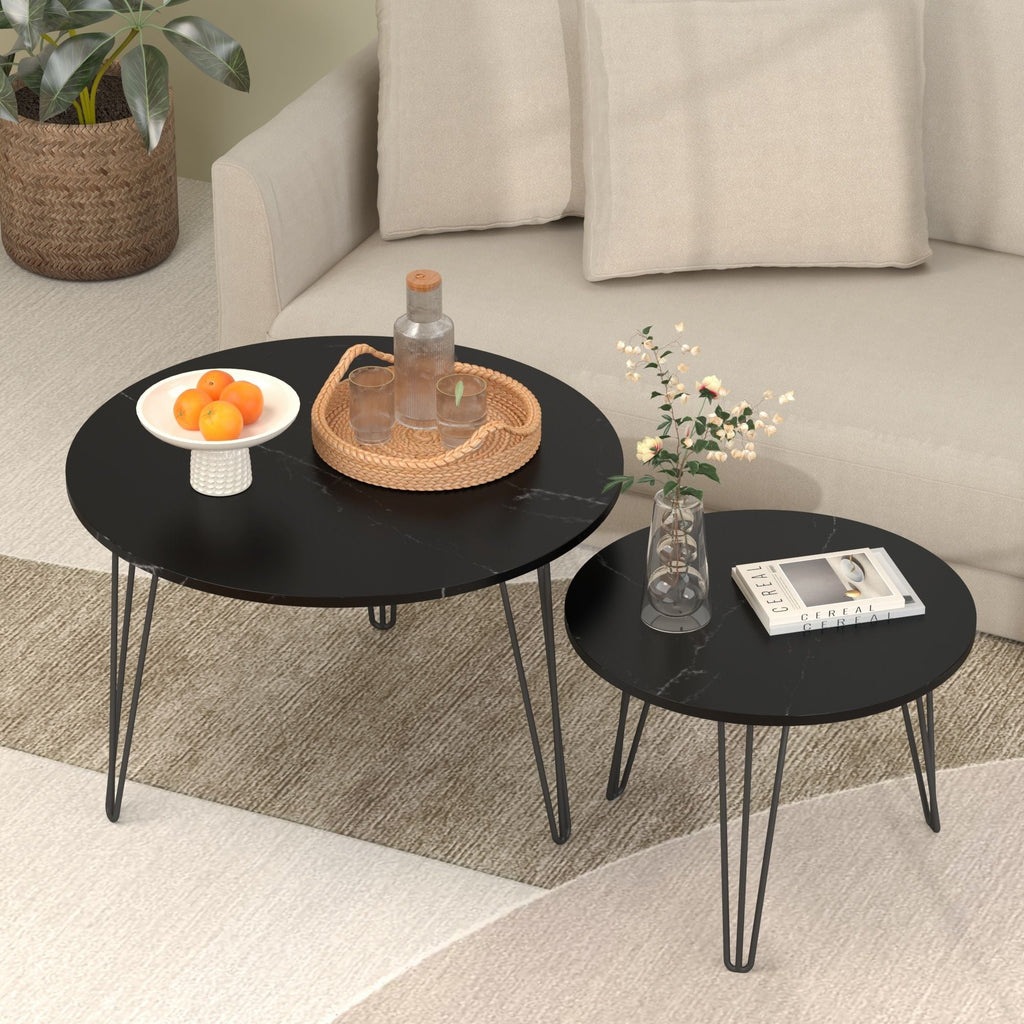 Round Nesting Coffee Table For Living Room (Set of 2) by Unique Piece Furniture