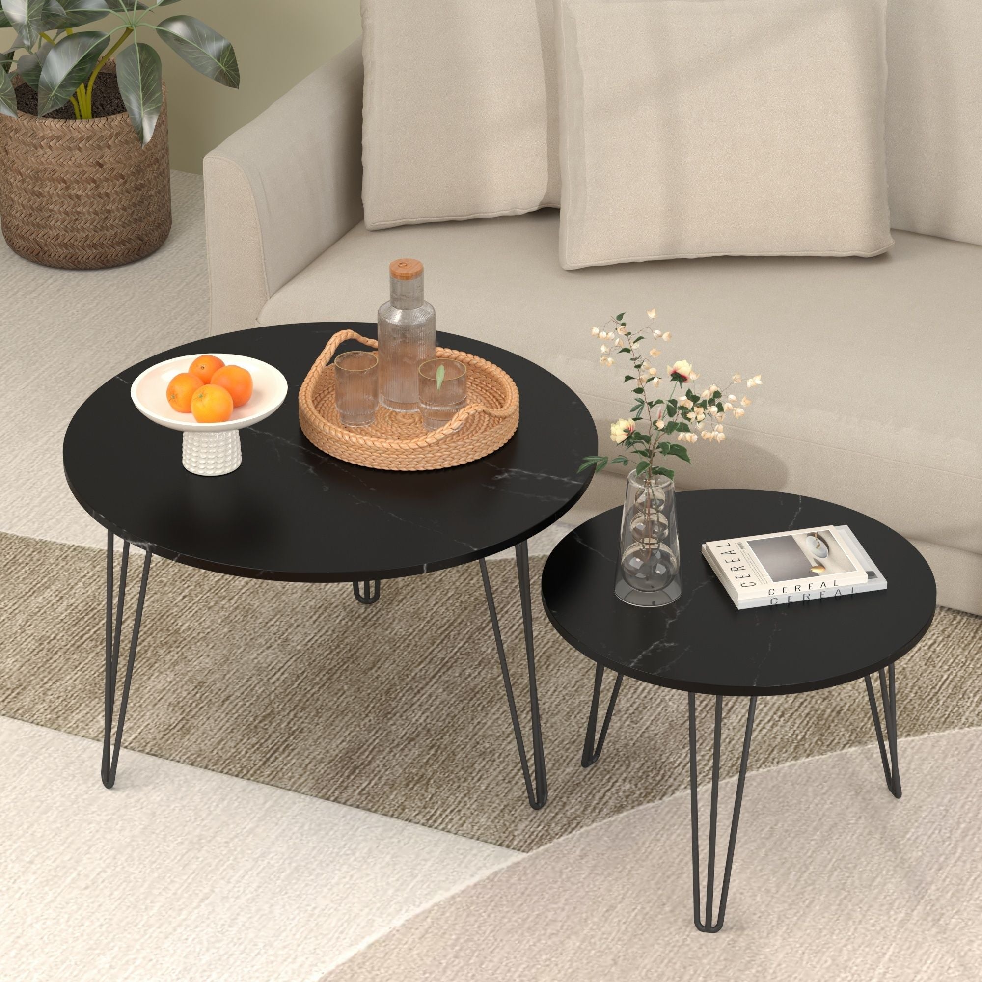 Round Nesting Coffee Table For Living Room (Set of 2) by Unique Piece Furniture