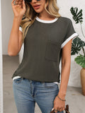 Contrast Trim Round Neck Short Sleeve T-Shirt by Wild and Free Boutique
