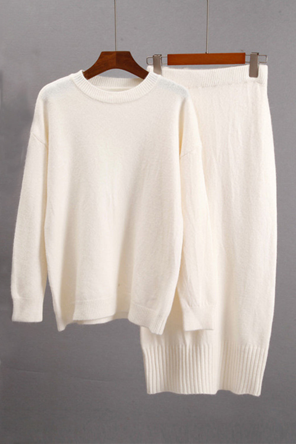 Round Neck Dropped Shoulder Top and Skirt Sweater Set by Wild and Free Boutique
