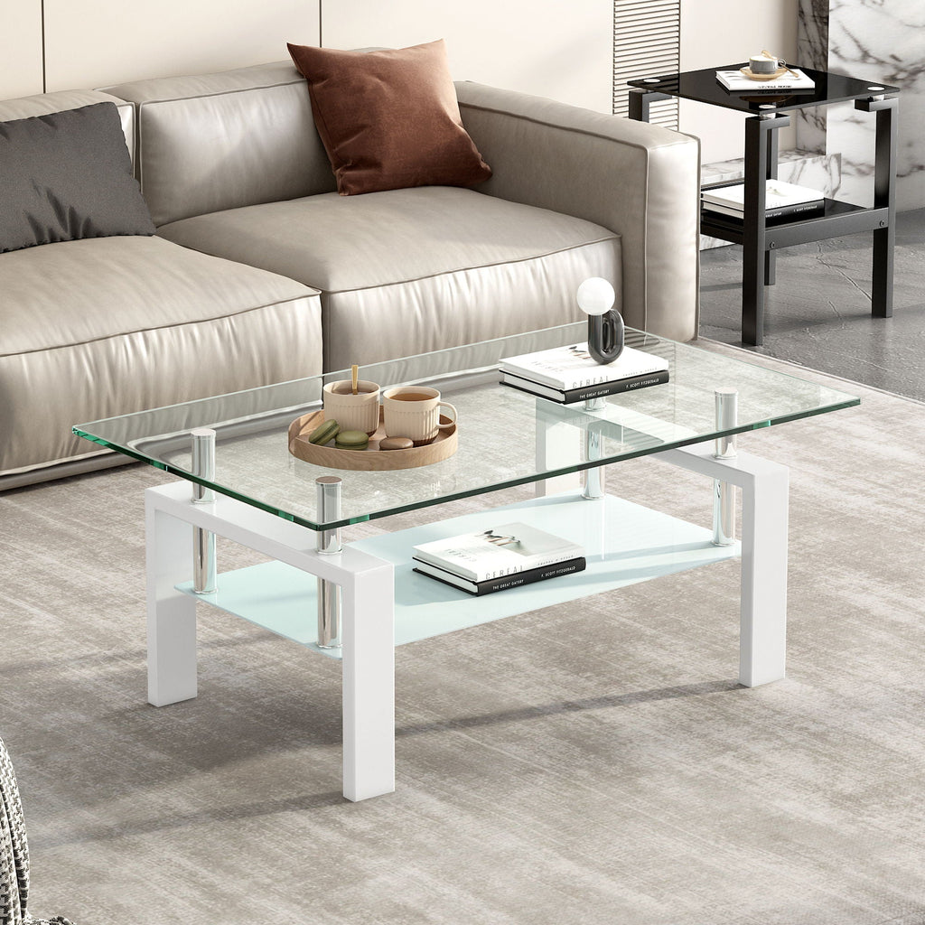 Tempered Glass Table With Storage by Unique Piece Furniture