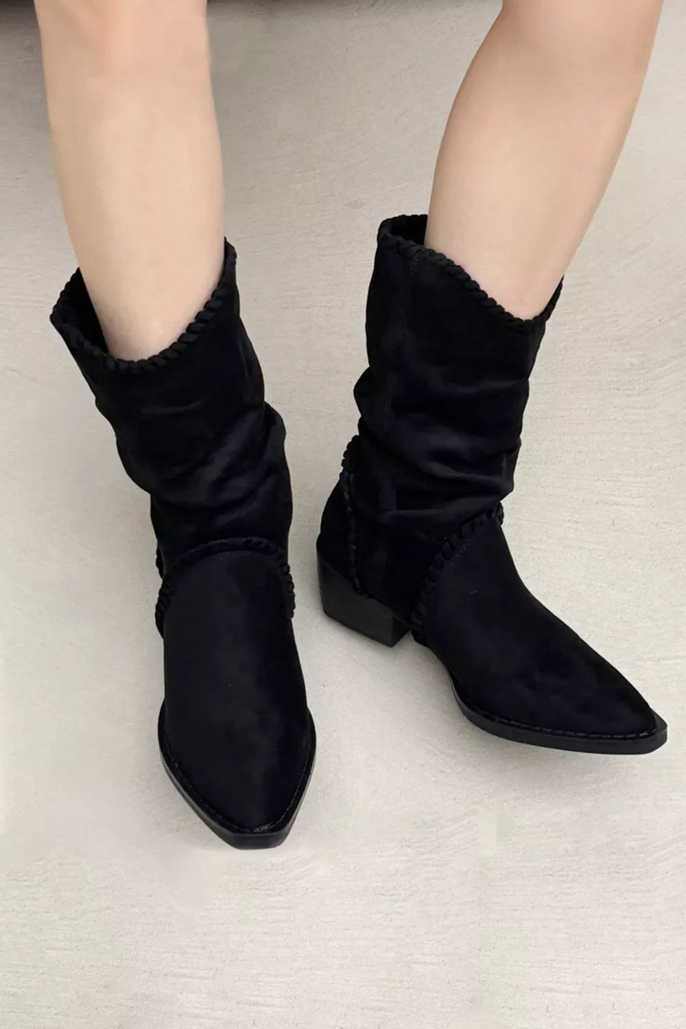 Point Toe Block Heels Boots by FitiqueFit