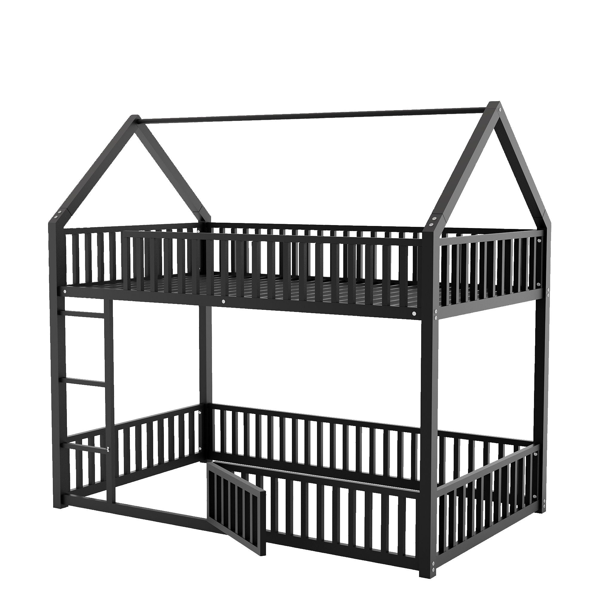 Metal House Bunk Bed With Fence And Door by Unique Piece Furniture