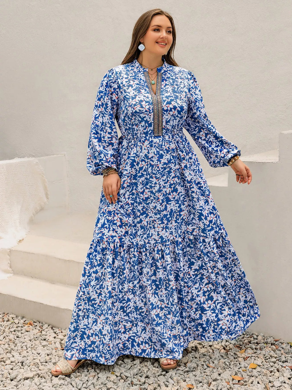 Plus Size Floral Print Bohemian Maxi Dress by Simply Love