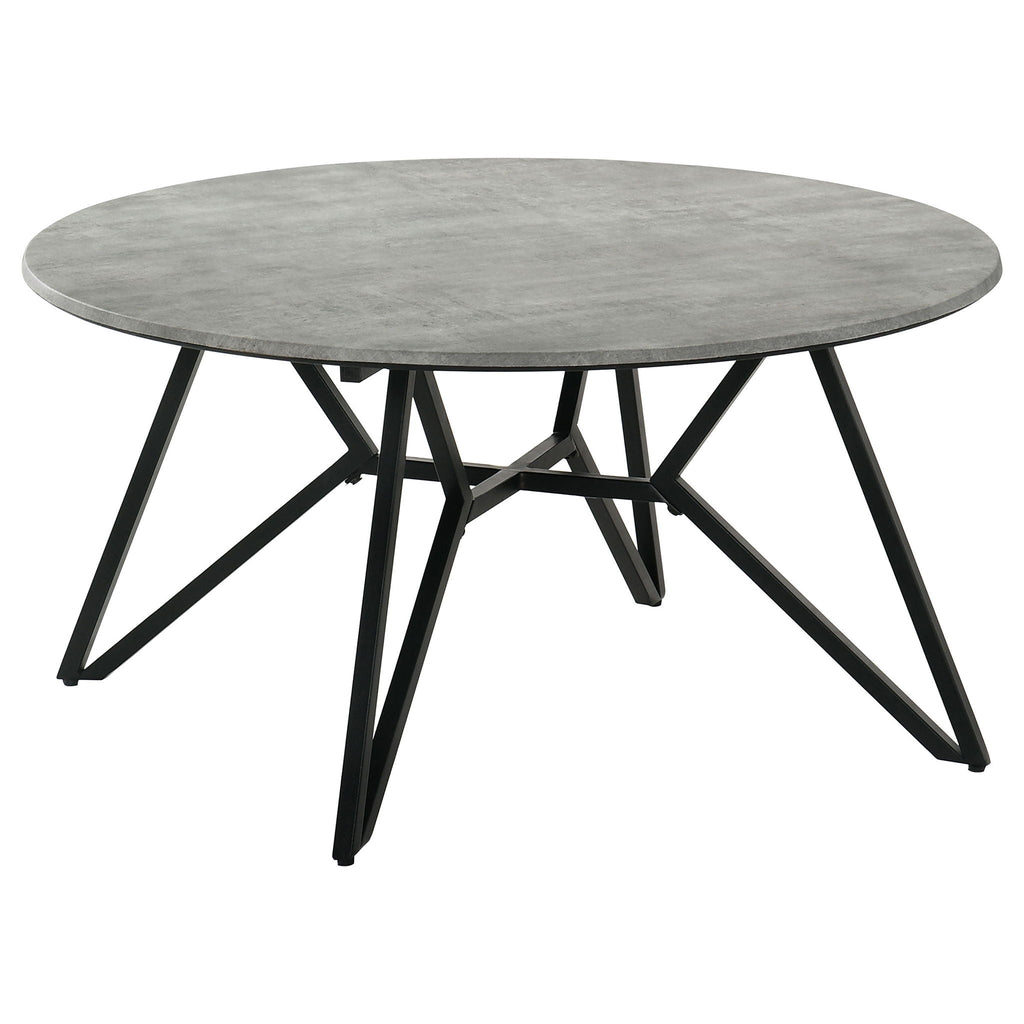 Hadi Round SmartTop Coffee Table Cement and Gunmetal by Unique Piece Furniture