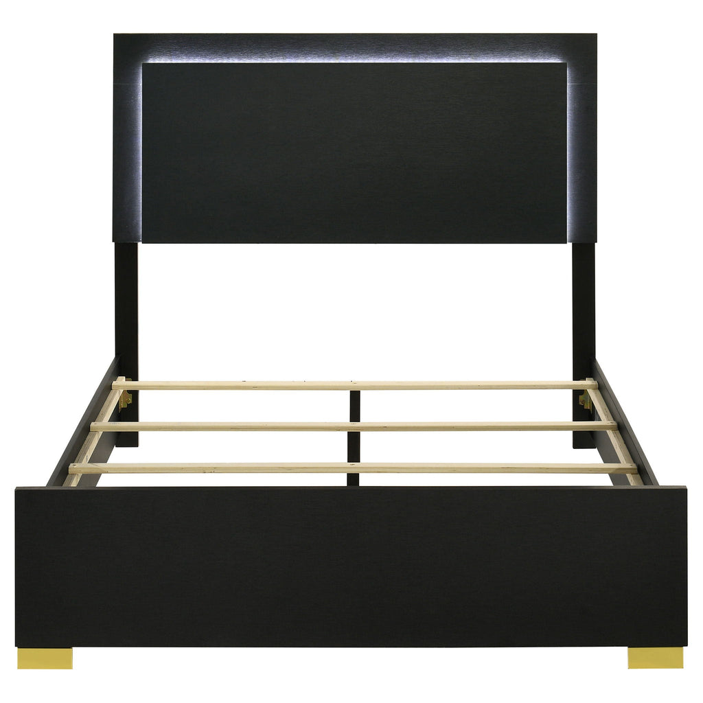 Marceline Wood Queen LED Panel Bed Black by Unique Piece Furniture