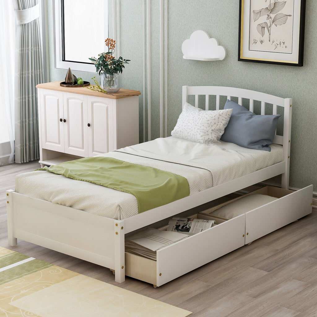 Platform Storage Bed Wood Bed Frame With Two Drawers And Headboard by Unique Piece Furniture