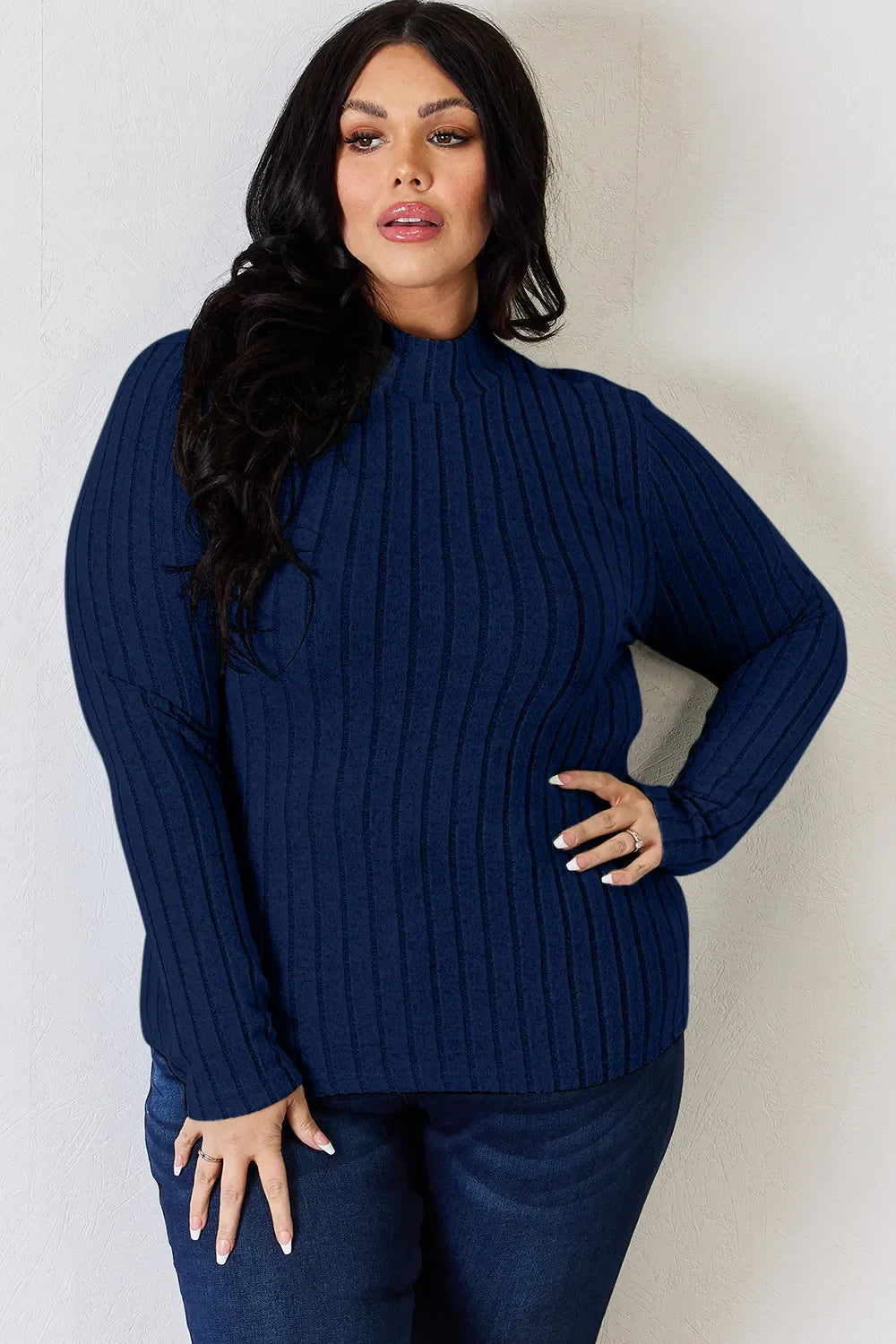 Basic Bae Full Size Ribbed Mock Neck Long Sleeve T-Shirt by Wild and Free Boutique