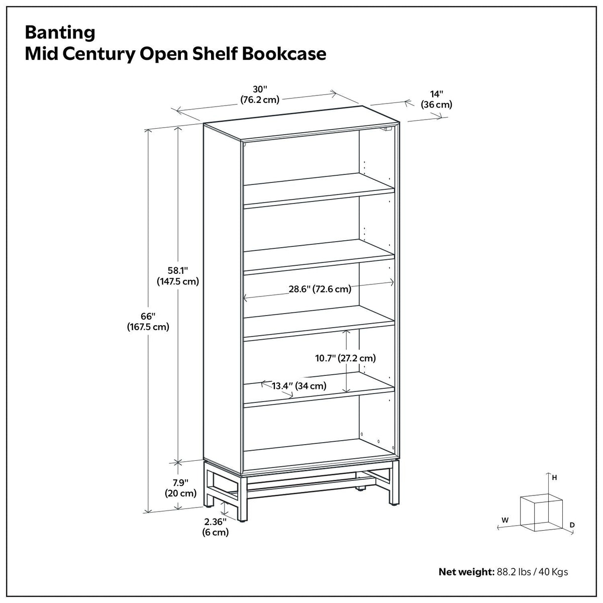 Banting - Mid Century Bookcase, Handcrafted by Unique Piece Furniture