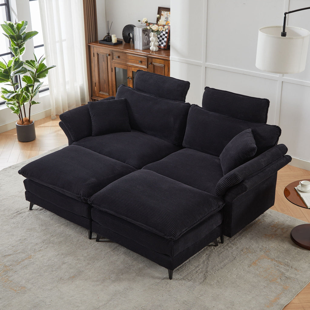 Modern Deep Seat Sectional Sofa With Ottoman by Unique Piece Furniture