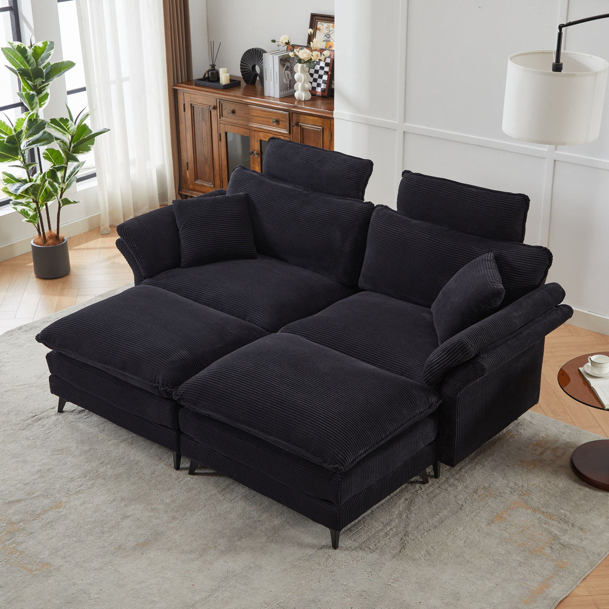 Modern Deep Seat Sectional Sofa With Ottoman by Unique Piece Furniture