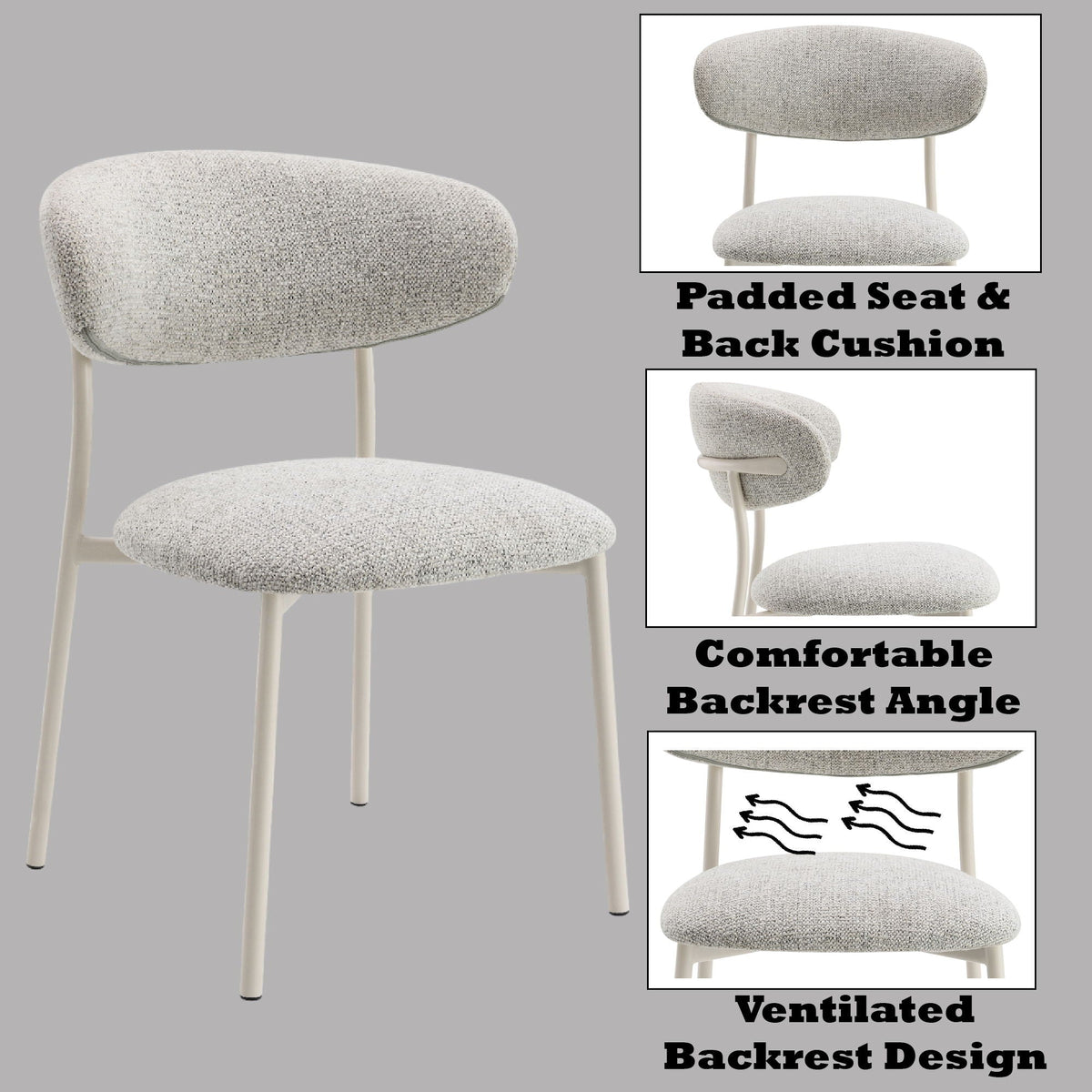 Kalam - Fabric Side Chair (Set of 2) - Light Gray by Unique Piece Furniture