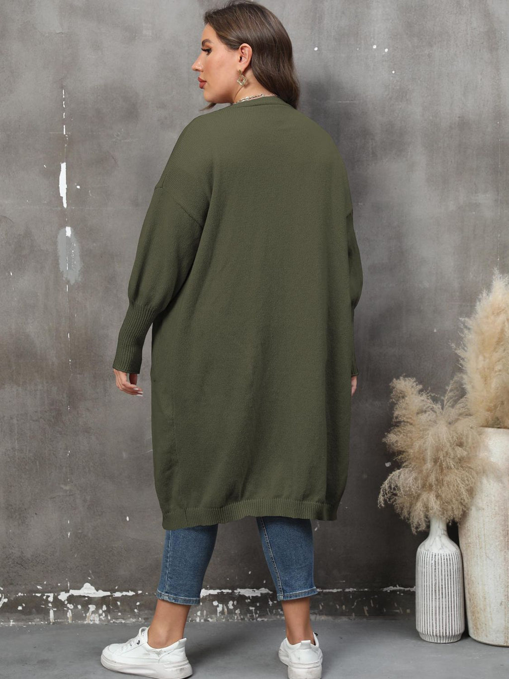 Plus Size Long Sleeve Pocketed Cardigan by Wild and Free Boutique