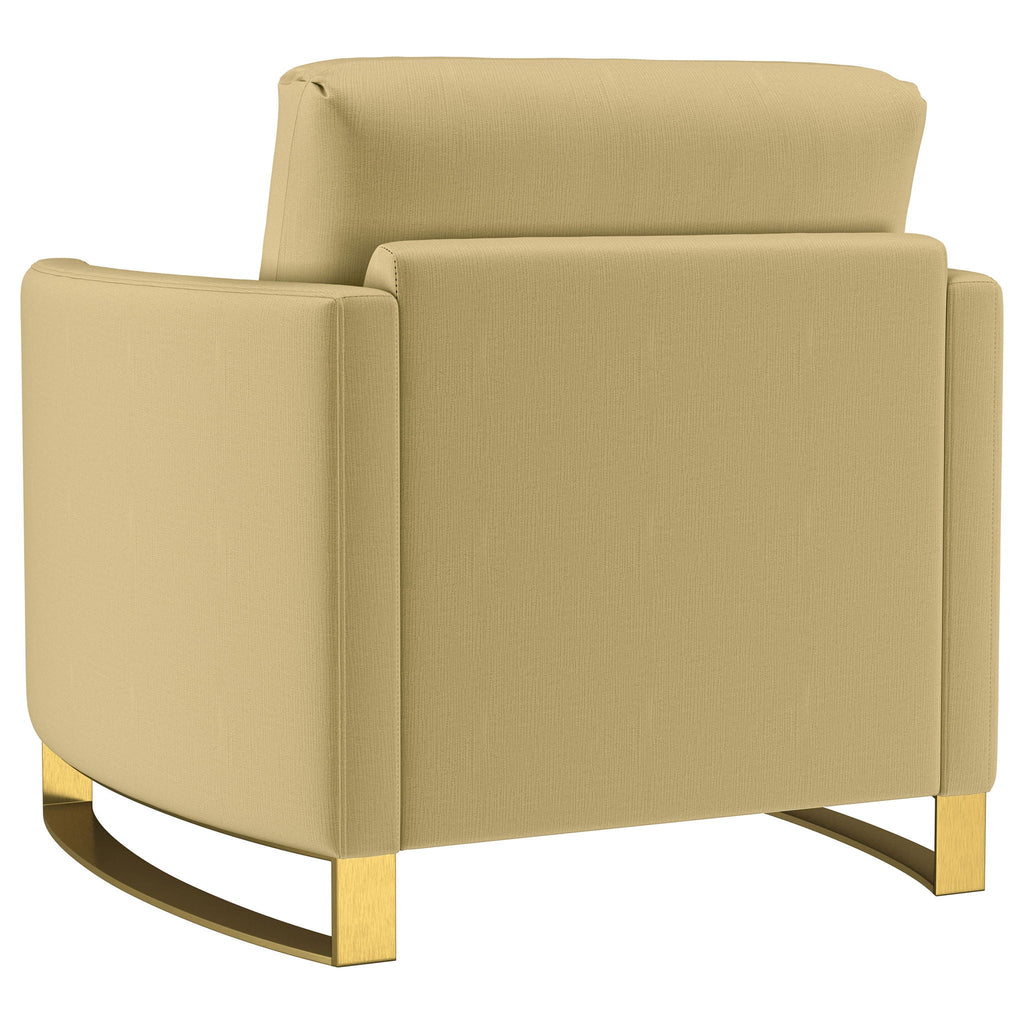 Corliss Upholstered Curved Track Arm Chair Camel by Unique Piece Furniture