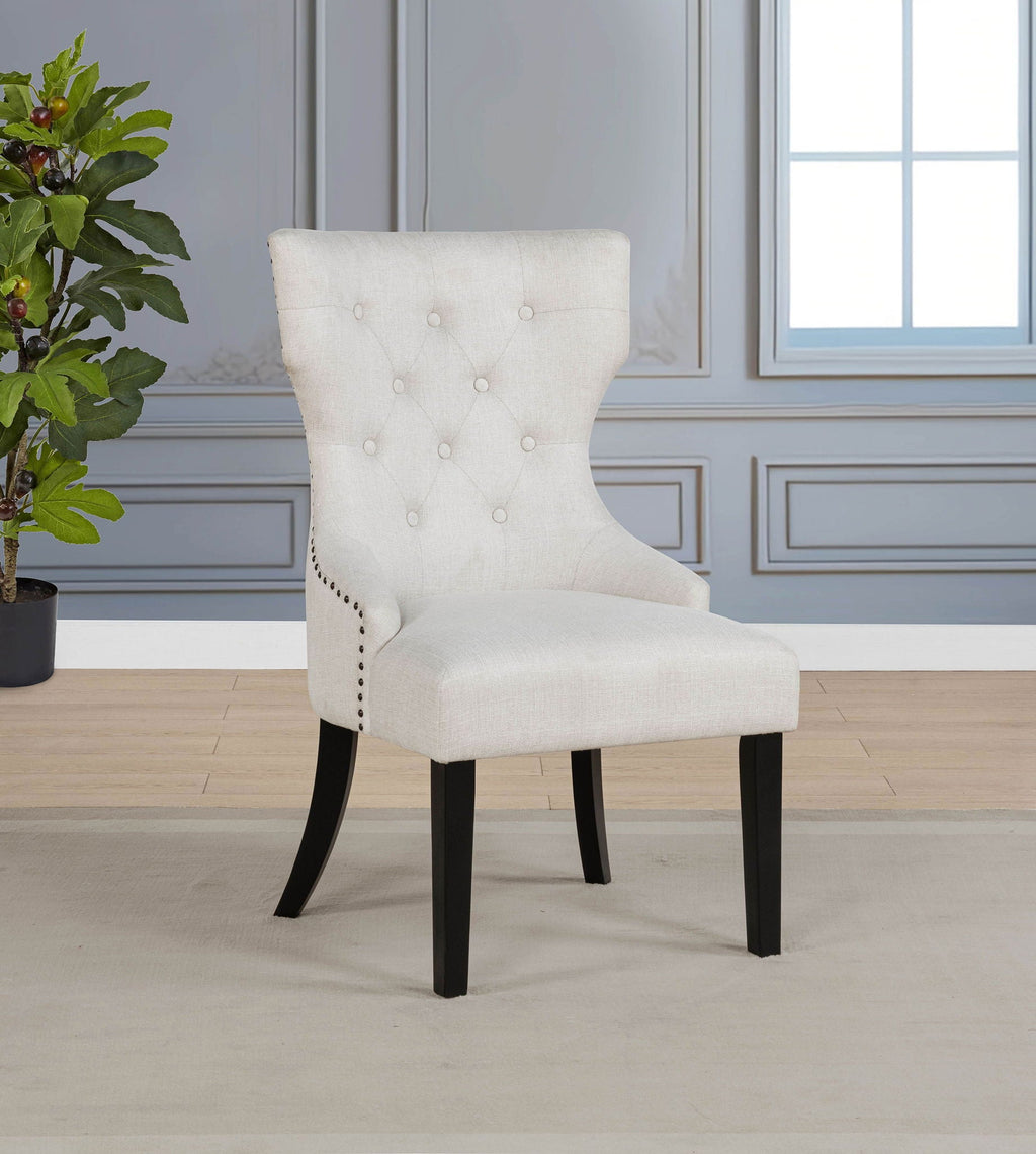 Baney Fabric Upholstered Dining Side Chair Cream and Black by Unique Piece Furniture