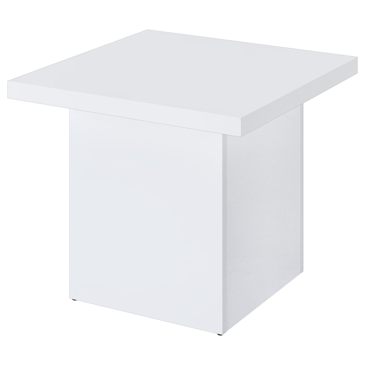 Devar Square Engineered Wood Side End Table White High Gloss by Unique Piece Furniture