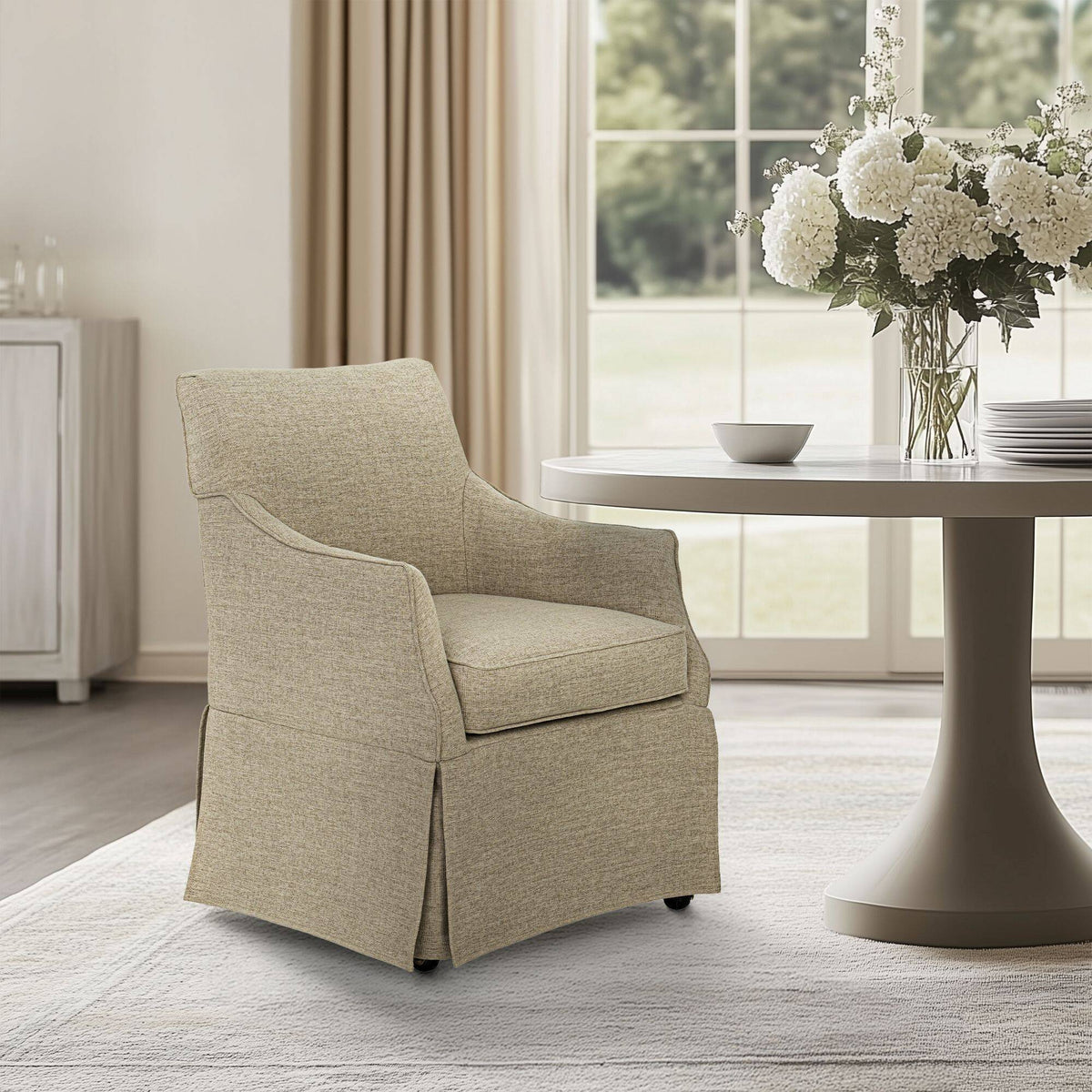 London - Upholstered Skirted Dining Arm Chair by Unique Piece Furniture
