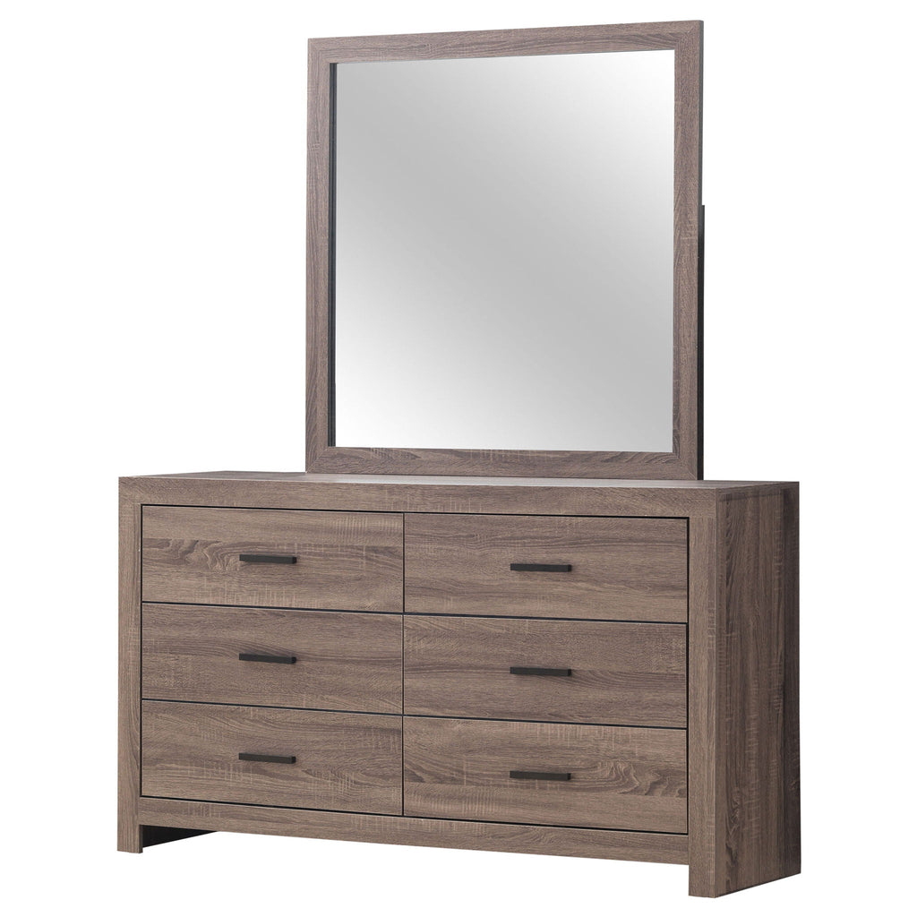 Brantford 6-drawer Dresser with Mirror Barrel Oak by Unique Piece Furniture