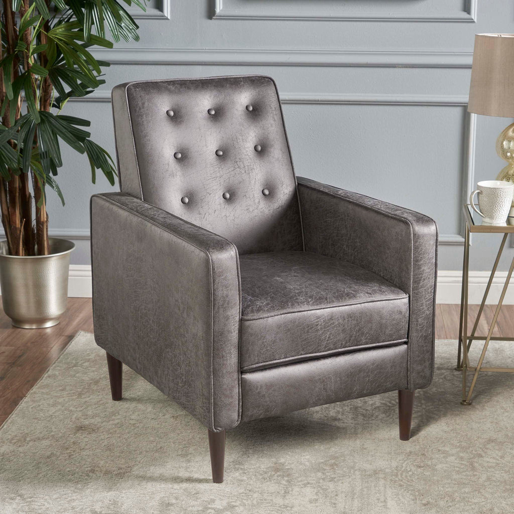Macedonia - Button Tufted Fabric Recliner - Slate by Unique Piece Furniture
