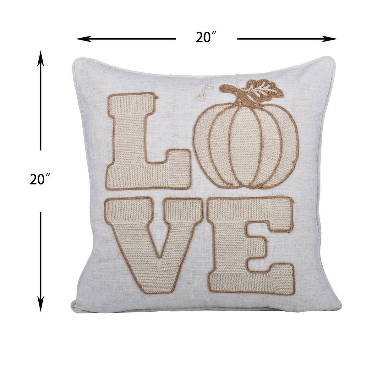 Love Pumpkin Embroidered Throw Pillow - Natural by Unique Piece Furniture
