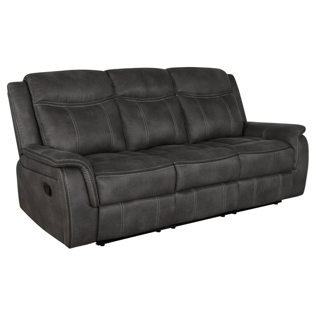 Lawrence 3-piece Upholstered Reclining Sofa Set Charcoal by Unique Piece Furniture