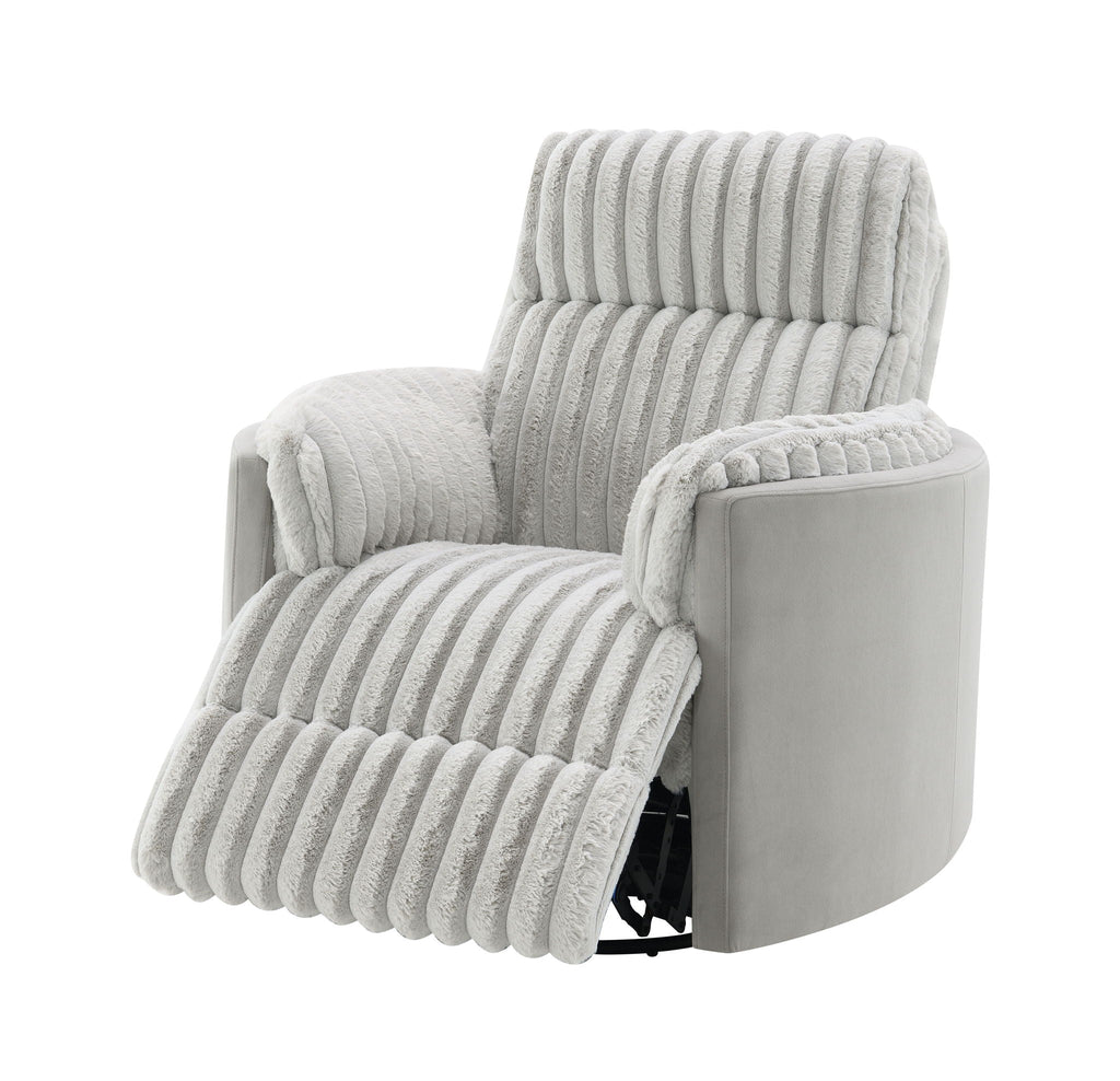 Emee - Corduroy Glider Recliner With Swivel - Gray by Unique Piece Furniture