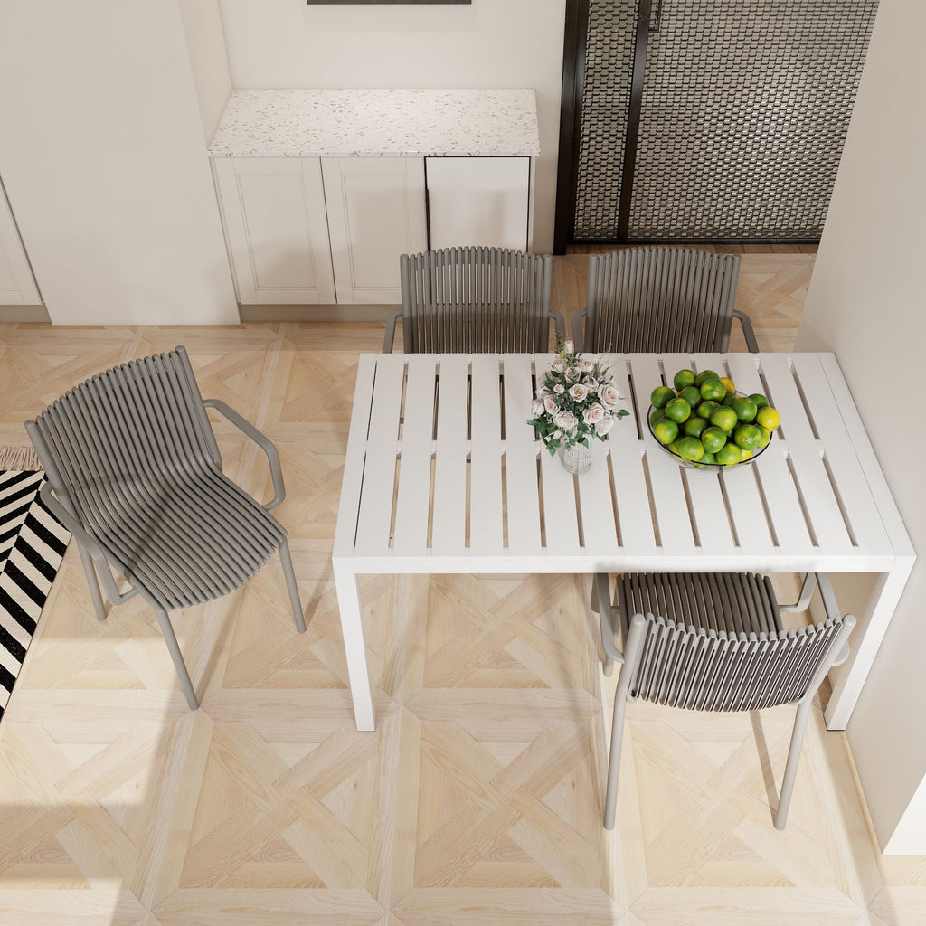 4 Modern Stackable Armchair Matched With Long Table by Unique Piece Furniture