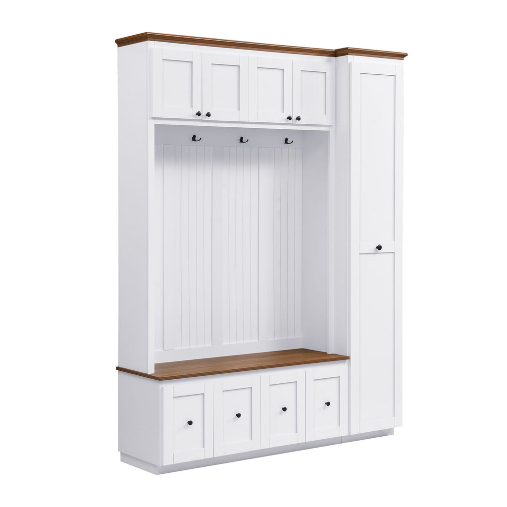Entryway Hall Tree With Storage Bench, Coat Rack Shoe Bench With Cabinets by Unique Piece Furniture