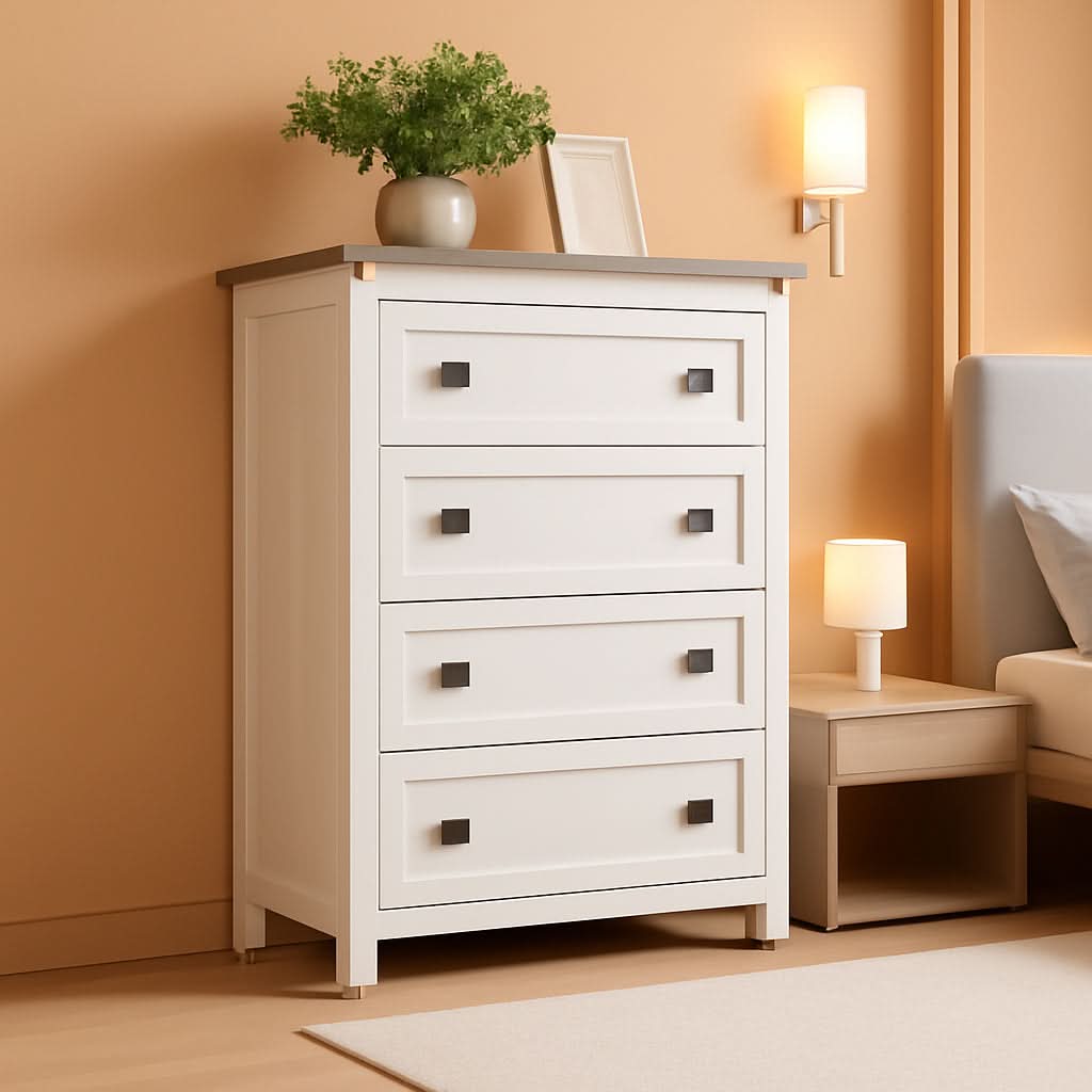 Antique White Rustic 5 Drawer Dresser For Bedroom Storage by ShipItFurniture