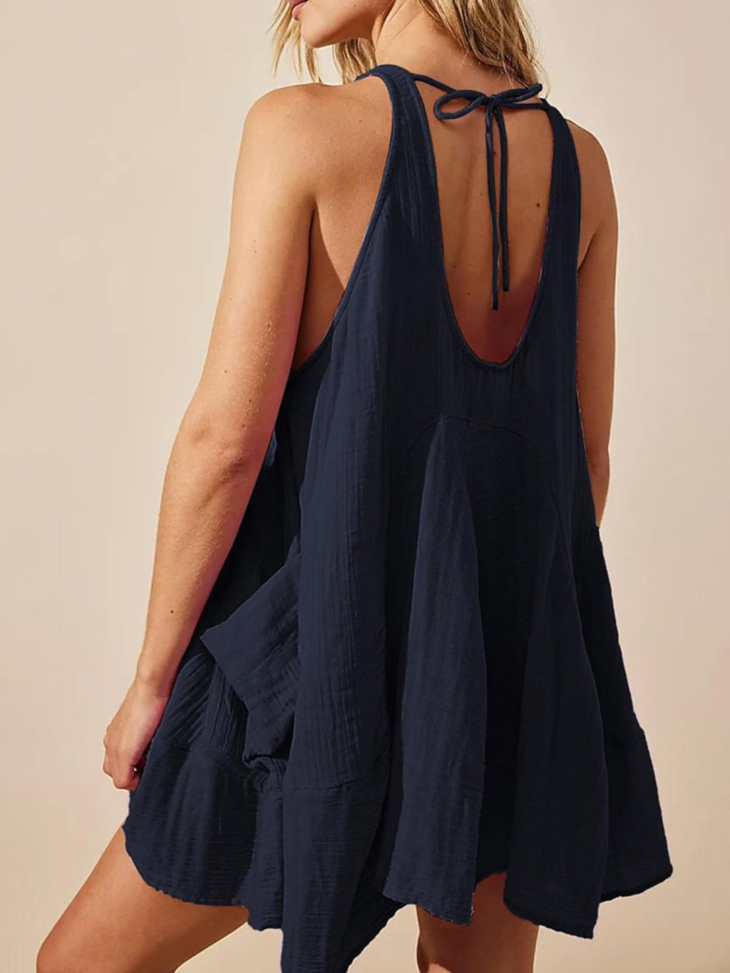 Devine Tied Scoop Neck Wide Strap Mini Dress by Wild and Free Boutique