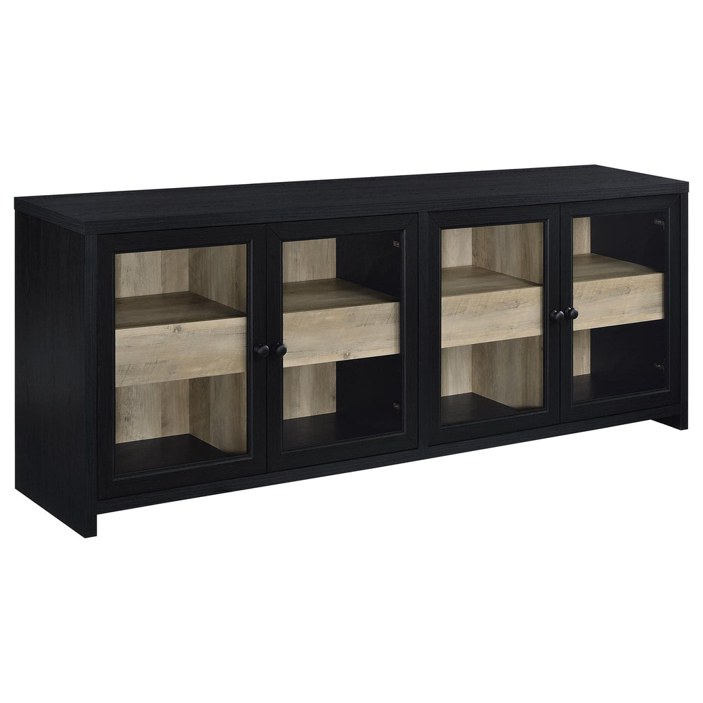 Denison 79-inch 4-door TV Stand Media Console Black by Unique Piece Furniture