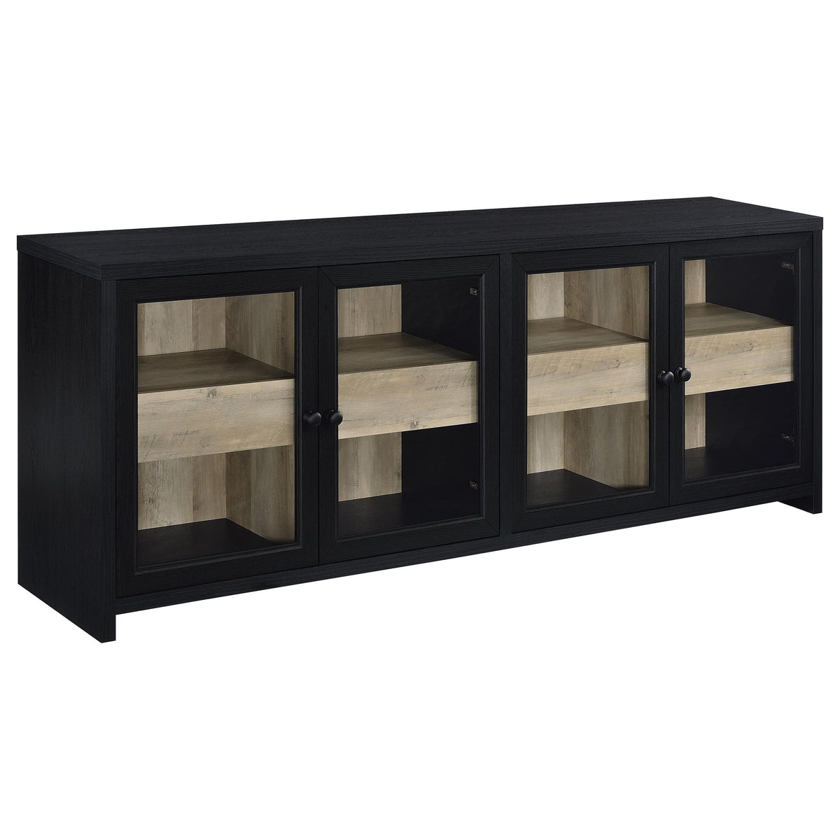 Denison 79-inch 4-door TV Stand Media Console Black by Unique Piece Furniture