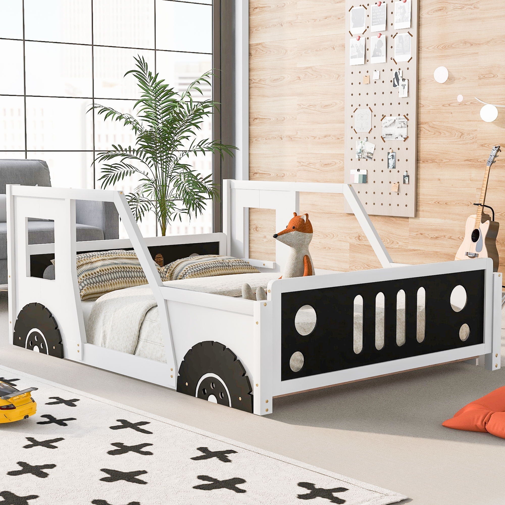 Classic Car Shaped Platform Bed With Wheels by Unique Piece Furniture