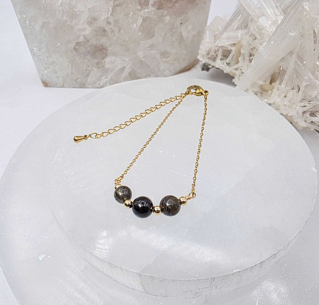 STAY IN MY POWER - Pyrite, Bronzite, Garnet Jewelry Set by Sacred Crystals