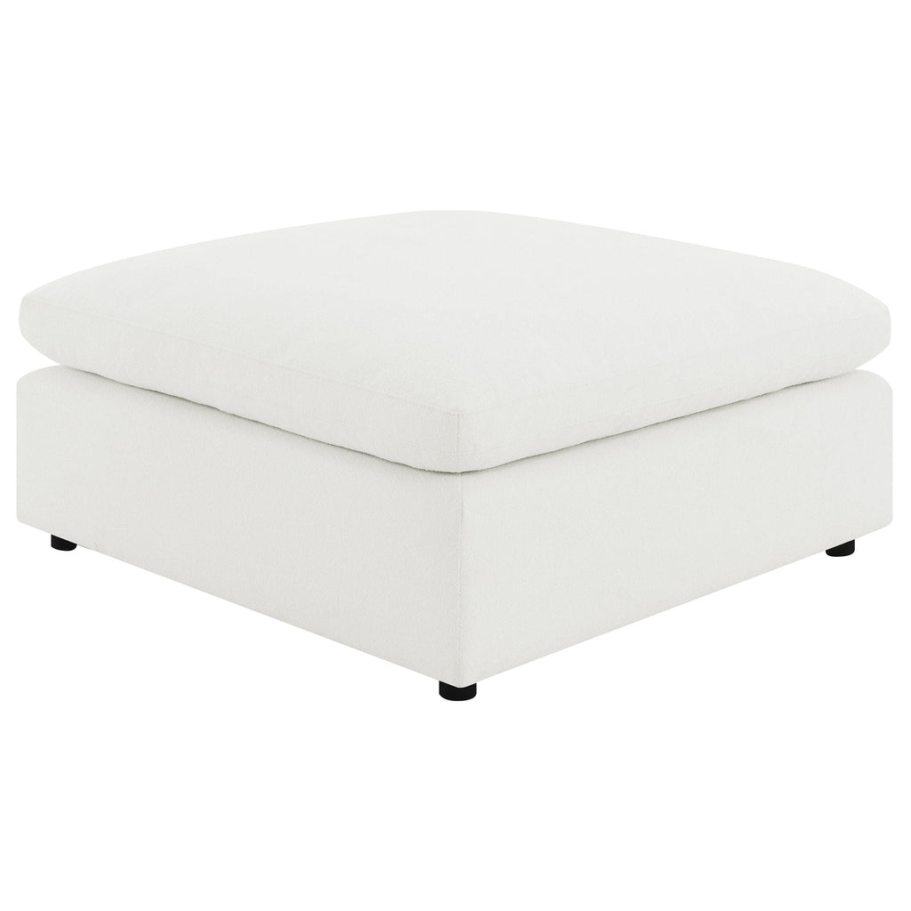 Raleigh Boucle Upholstered Ottoman Ivory by Unique Piece Furniture