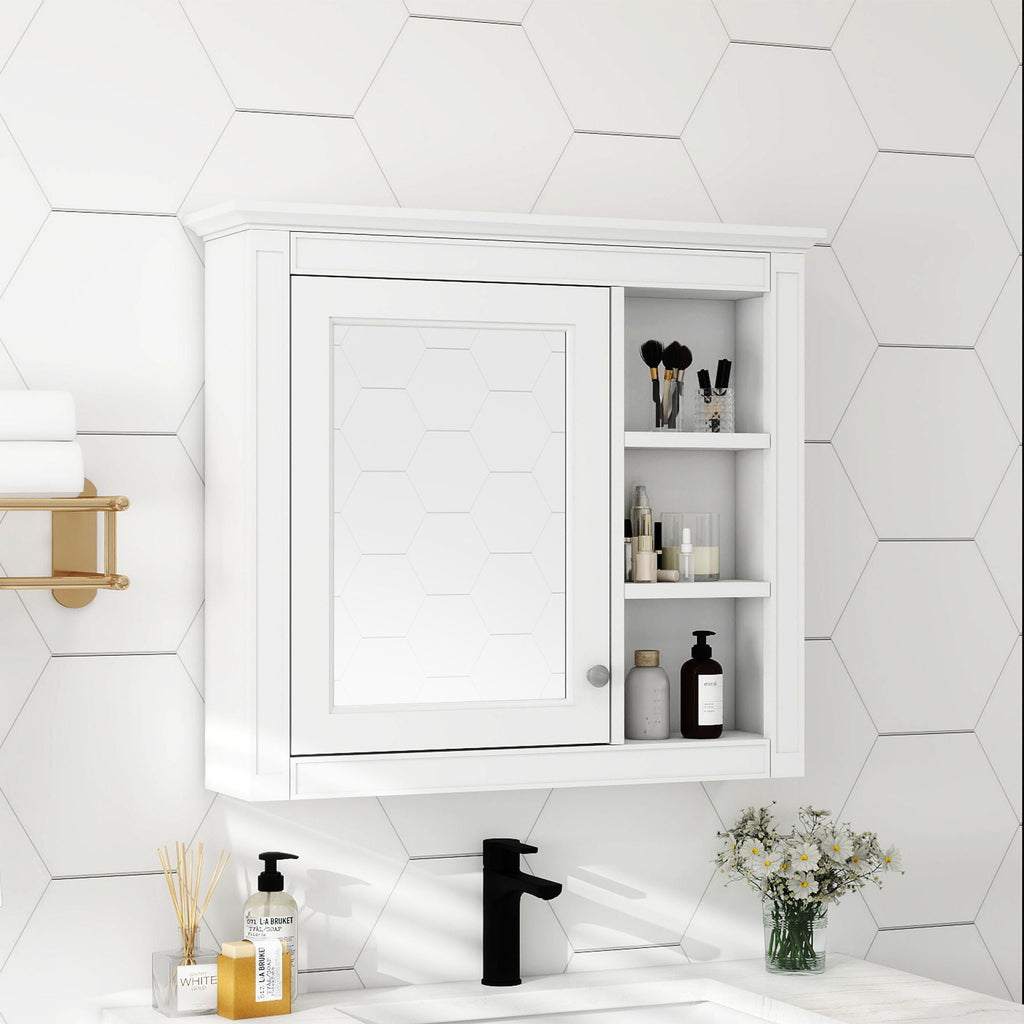 Wall Mounted Medicine Cabinet With Mirror And 3 Open Shelves by Unique Piece Furniture