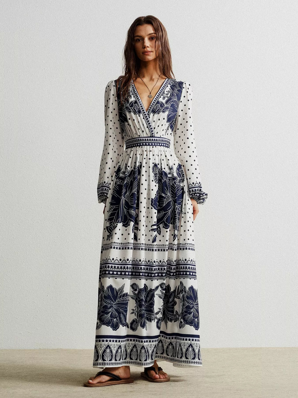 Floral Print Long Sleeve Maxi Dress by Simply Love