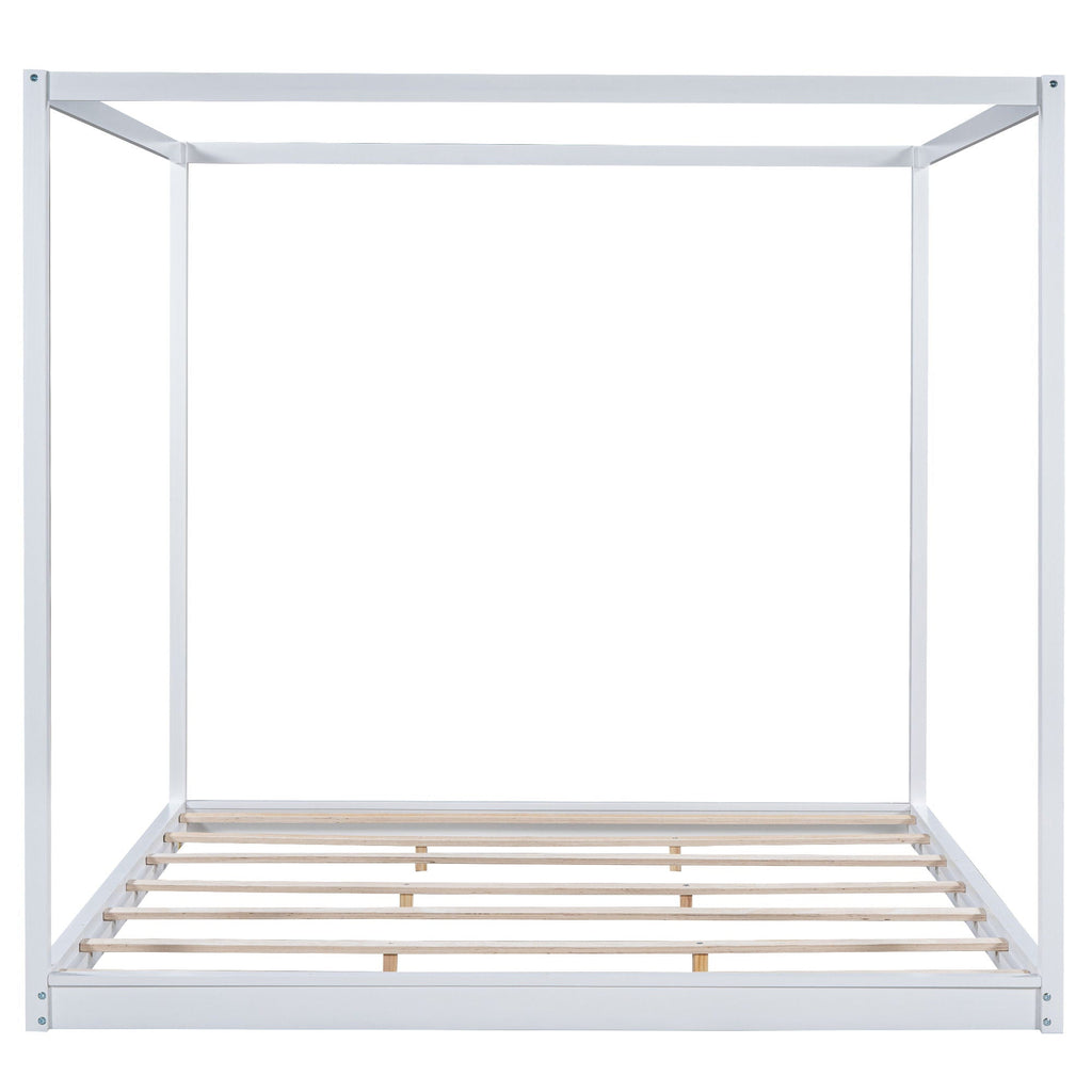 Wood Canopy Platform Bed With Support Legs And Airflow Slats by Unique Piece Furniture